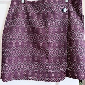LOFT Purple Geometric A-Line Skirt